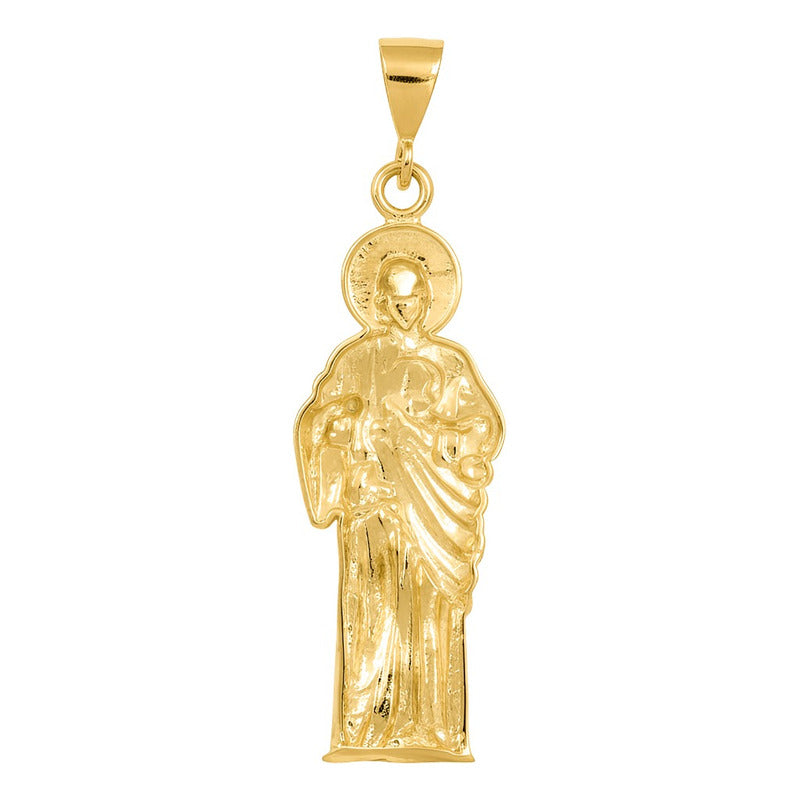 Dije Grande San Judas Tadeo Liso De Oro Laminado 14k 5.2 Cm Amarillo