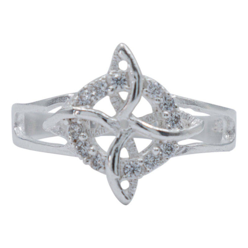 Anillo Nudo De Bruja Celta Zirconias Mujer Regalo Plata S925