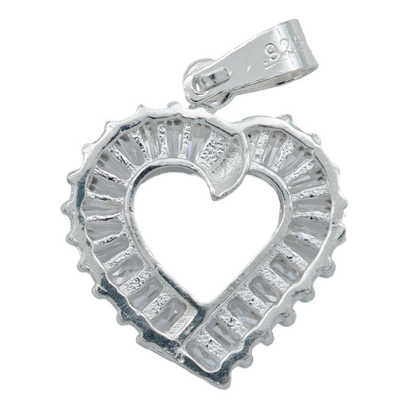 Collar Corazón Chico Zirconia Baguette Amor Regalo Plata925