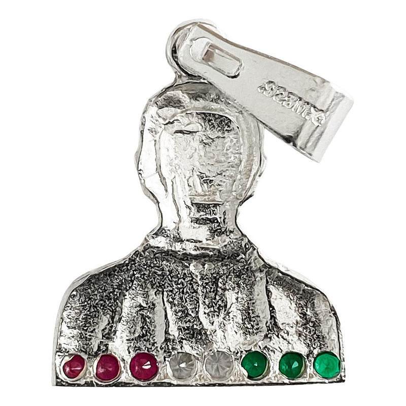 Dije Rostro Malverde Zirconias Tricolor Plata Ley 925