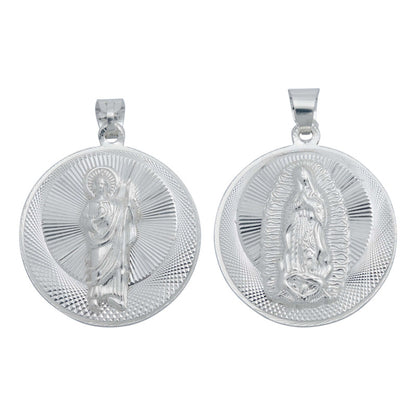 Medalla Doble Vista San Judas Virgen Guadalupe Plata Ley 925