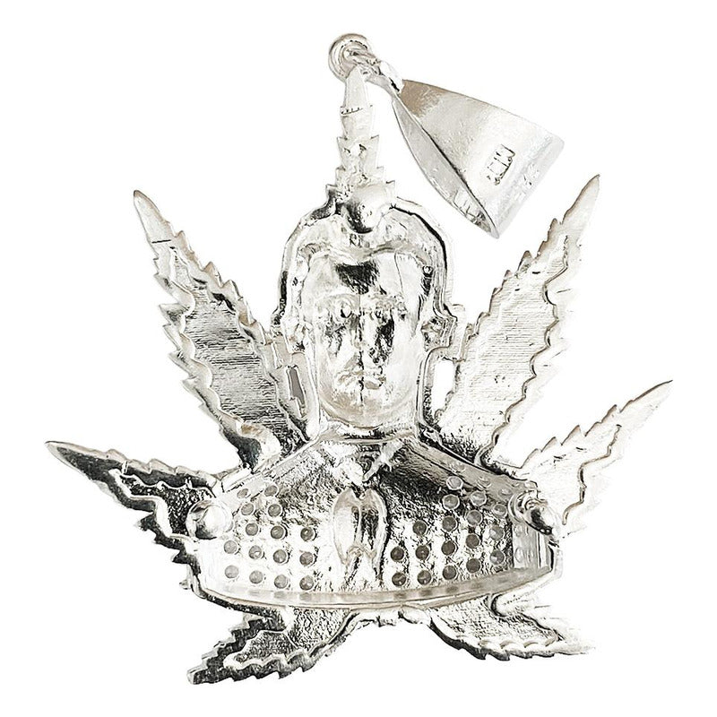 Dije Grande Jesús Malverde Cannabis Zirconias Plata Ley 925