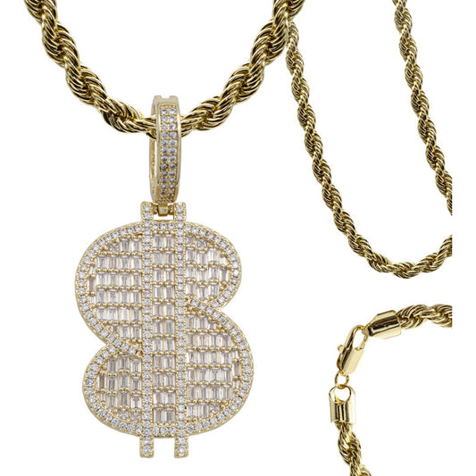 Dije Grande Hombre Dinero Hiphop+ Cadena Regalo Chapa Oro14k