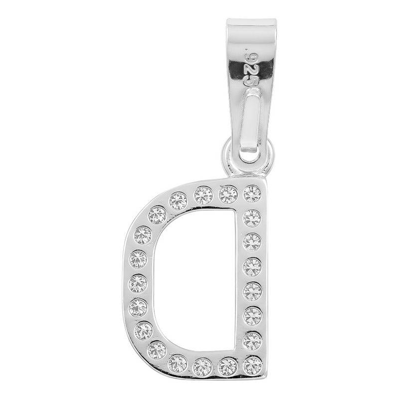 Dije Inicial De Plata 925 Zirconias  2 Cm Regalo Para Mujer D