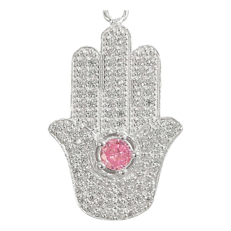 Dije Mano De Fatima Grande Ojo Zirconias Plata Ley 925
