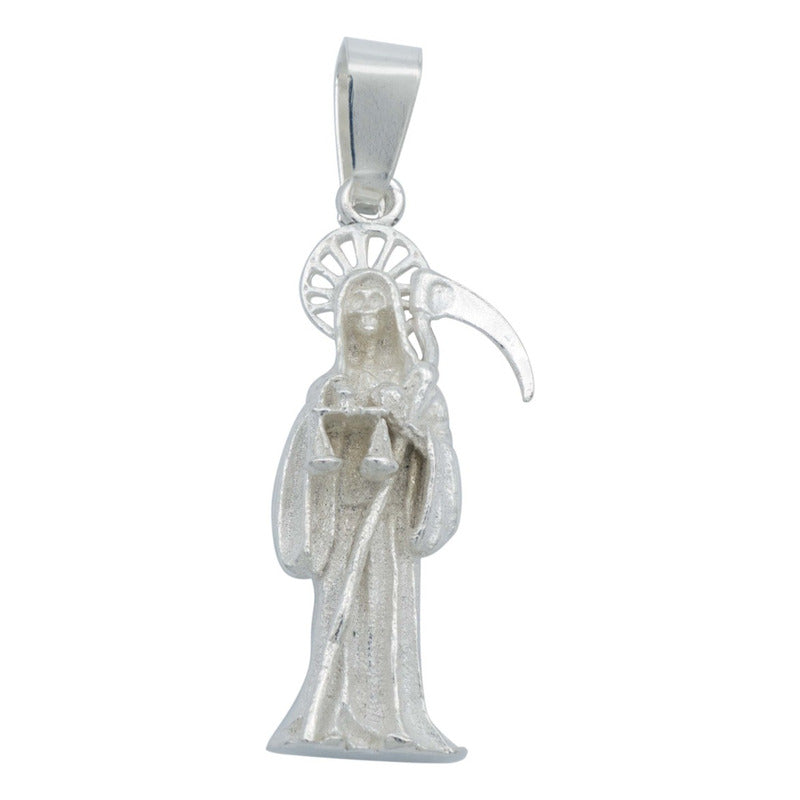 Dije Santa Muerte Liso Vista 3d Relleno De Plata Solida 925