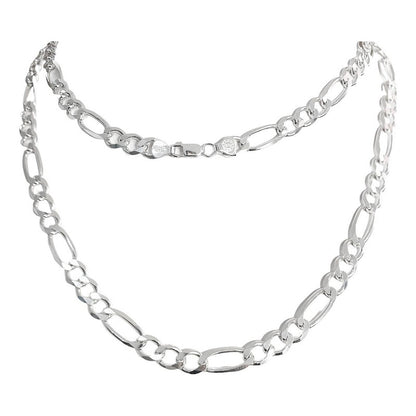 Cadena Gruesa De Plata 925 Hombre Fígaro 3x1 60 Cm X 8 Mm