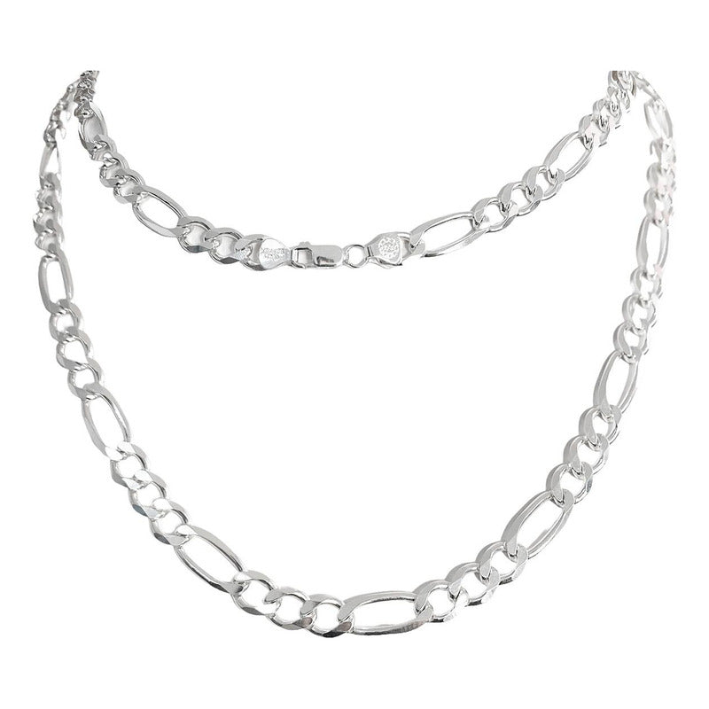 Cadena Gruesa De Plata 925 Hombre Fígaro 3x1 60 Cm X 8 Mm