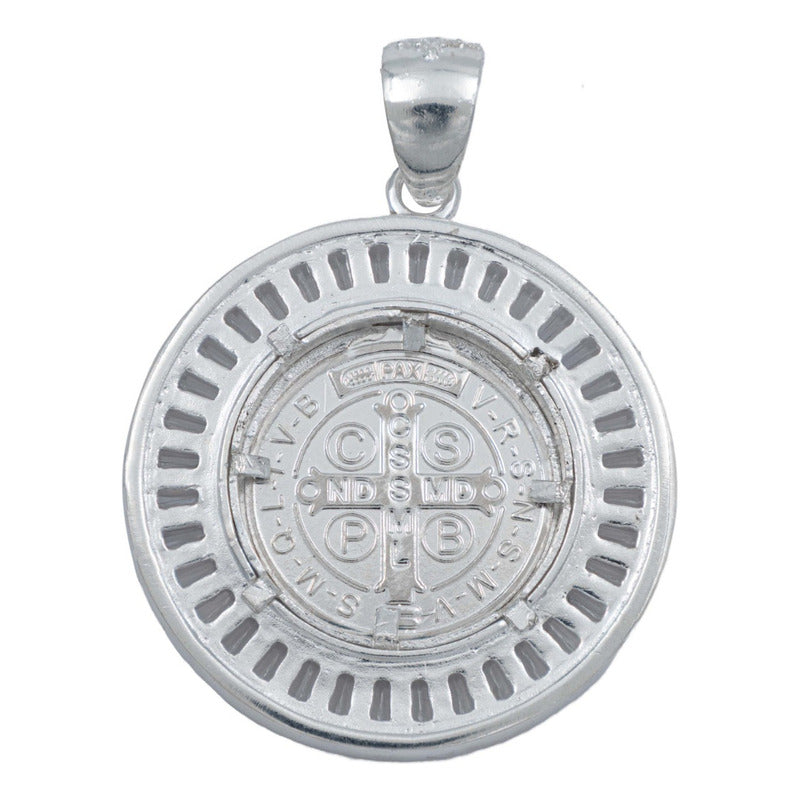 Dije Grande Doble Vista San Benito Bisel Baguette Plata 925