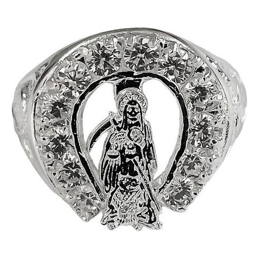 Anillo Mediano Santa Muerte Zirconias En Plata Solida 925