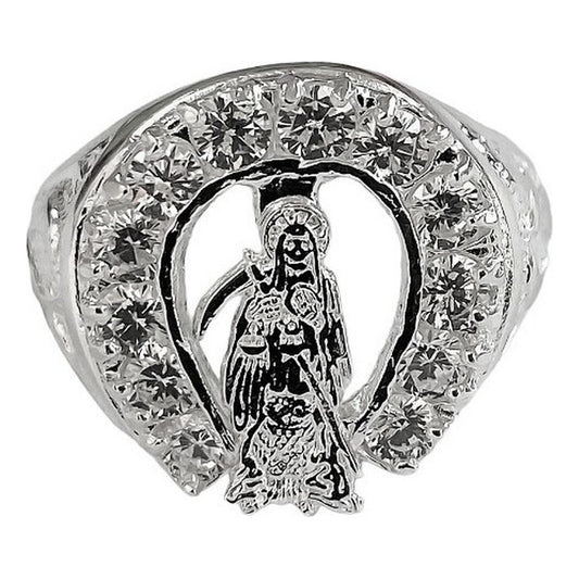 Anillo Mediano Santa Muerte Zirconias En Plata Solida 925
