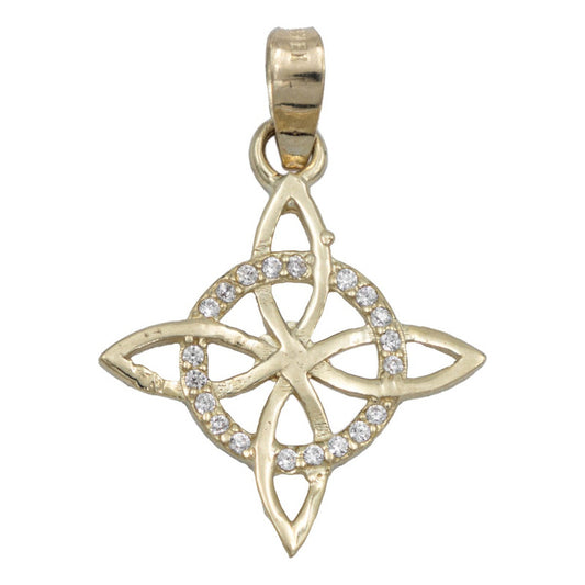 Dije Nudo Bruja Celta Zirconias Regalo Mujer Oro 10k 2.7 Cm