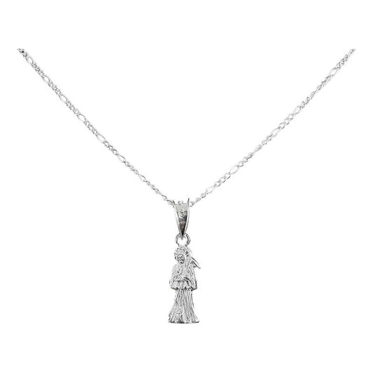 Collar Santa Muerte Hueca Troquelada Mini Plata Ley 925
