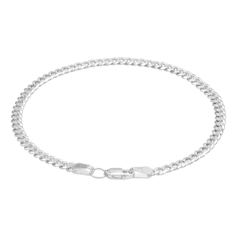 Pulsera Cubana Cerrada Hombre Mujer Regalo Plata 925 4 Mm Plateado 6 Cm 20 Cm