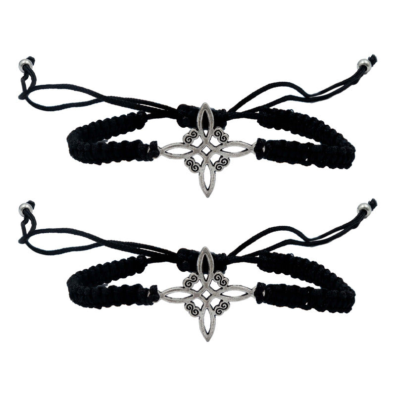 Pack 3 Piezas Pulseras Nudo De Bruja Artesanal Tejido Hilo
