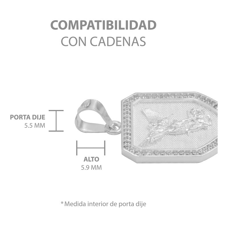 Dije Escudo San Miguel Protección Zirconias Plata Ley 925