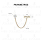 Arete Broquel Infinito Zirconia Cadena Mujer Regalo Oro 10k Alto/ancho 2 Mm X 6 Mm