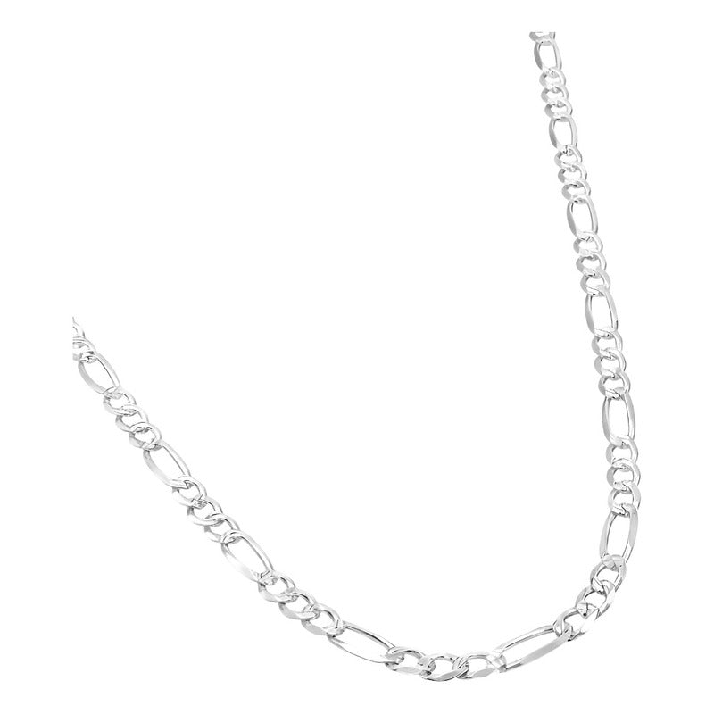Cadena Figaro 3x1 Diamantada Hombre Plata 925 65 Cm X 5 Mm Plateado