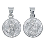 Medalla Doble Vista San Judas Virgencita Plata 925 1.7 Cm Plateado