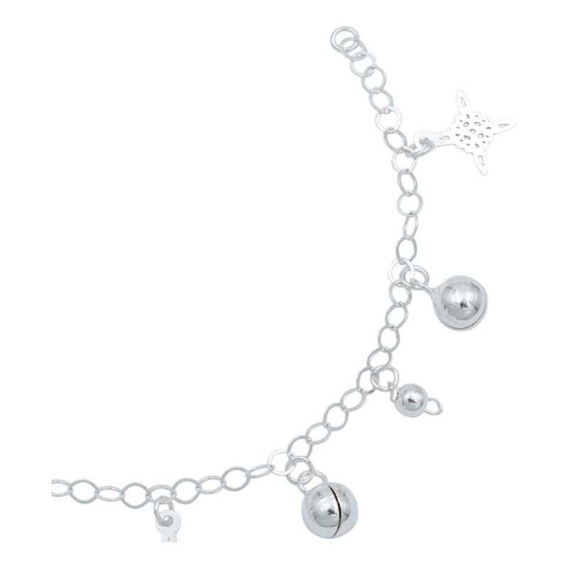Pulsera Ajustable Nudo De Bruja Amuleto Cascabel Plata S925