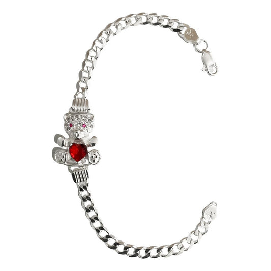 Pulsera Esclava Osito Zirconias Dama Mujer Regalo Plata 925