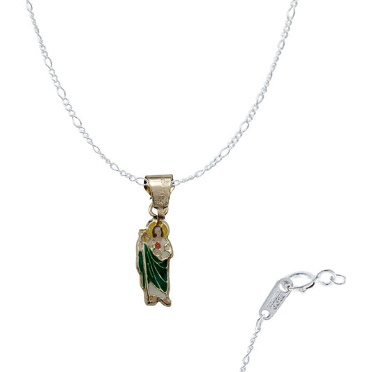 Dije Mini San Judas Esmaltado Mujer Regalo + Cadena Oro 10k