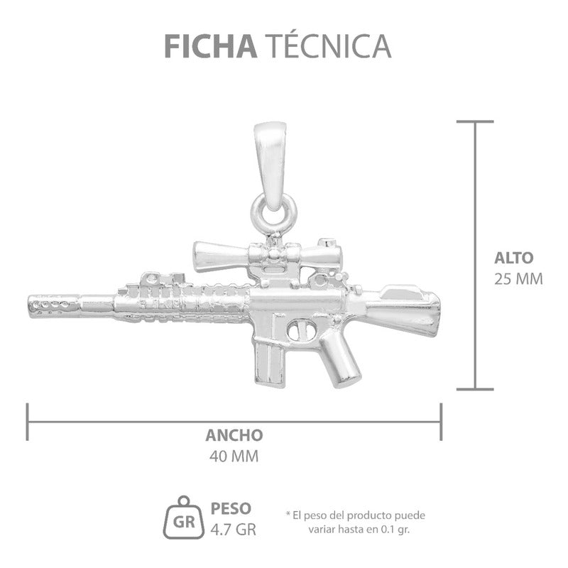 Joyaris Dije Arma Larga Mira Plata 925 Hombre 40mm Plateado