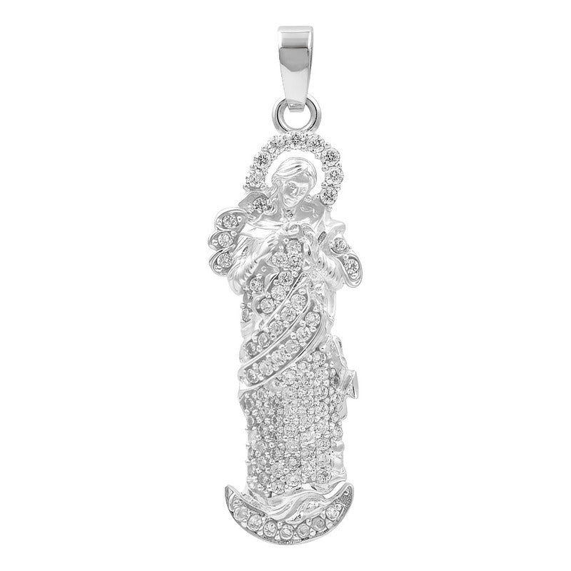 Dije Virgen Desatadora De Nudos Plata 925 Zirconias 3.7 Cm Plateado