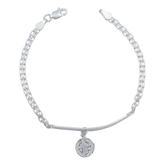 Pulsera Esclava Bismark Placa Colgante Movible Plata 925 Color Plateado Diámetro 6 Cm Largo 19 Cm