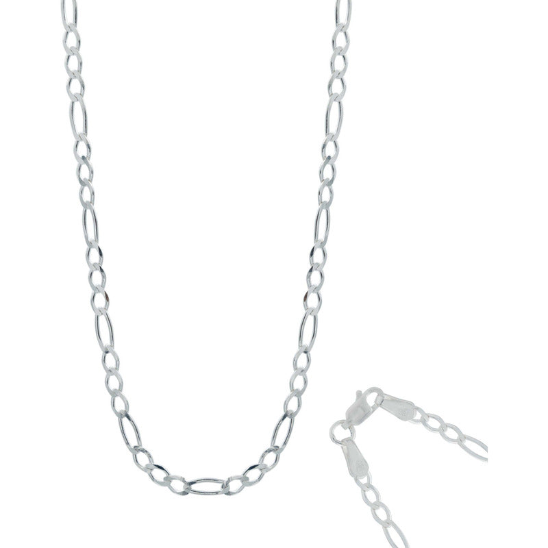 Cadena De Plata Ley 925 Hombre Mujer Fígaro 3x1 50 Cm X 4 Mm