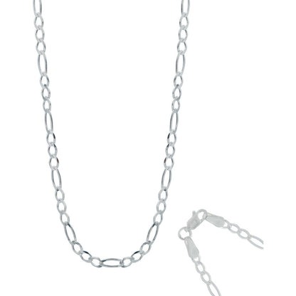 Cadena De Plata Ley 925 Hombre Mujer Fígaro 3x1 50 Cm X 4 Mm