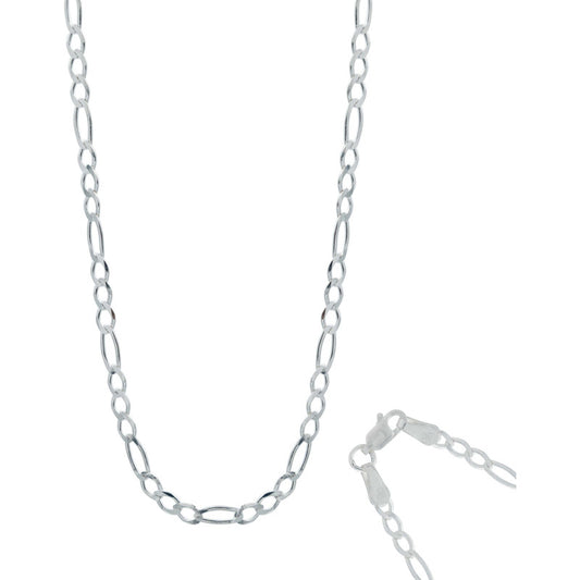Cadena De Plata Ley 925 Hombre Mujer Fígaro 3x1 50 Cm X 4 Mm