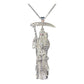 Dije Medalla Grande Santa Muerte Con Zirconias En Plata 925