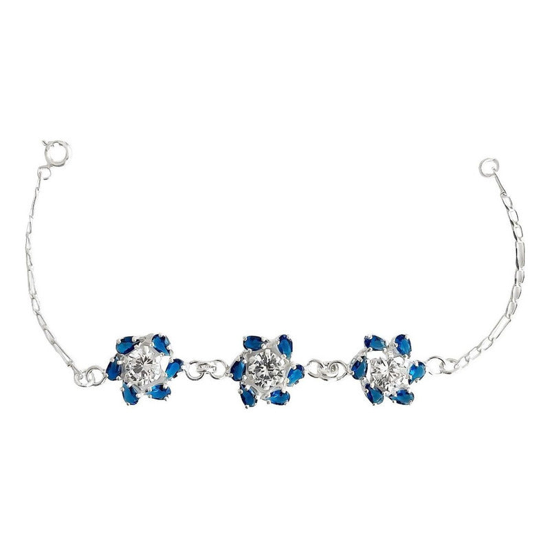 Pulsera Flores Con Zirconias Amor Regalo Plata Ley 925