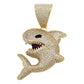 Dije Tiburon Piedras Hiphop + Cadena Regalo Chapa Oro 14k