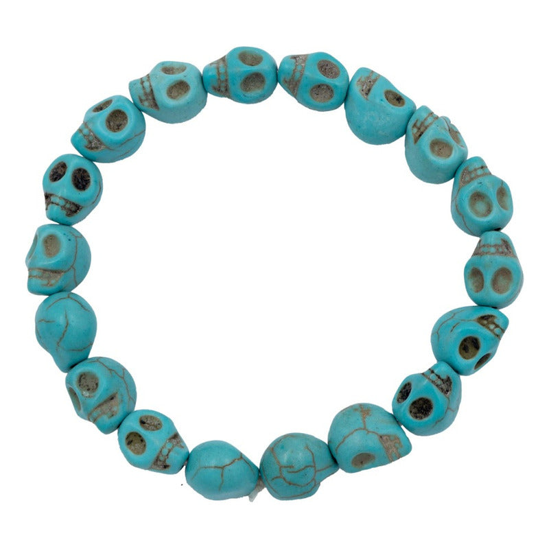Pulsera Craneo Santa Muerte Turquesa Artesanal Hombre Mujer