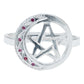 Anillo Diamantado Pentagrama Luna Zirconias Plata Ley 925