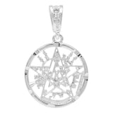 Dije Tetragrammatón Plata 925 Borde Diaman Zirconias 3.4 Cm Plateado