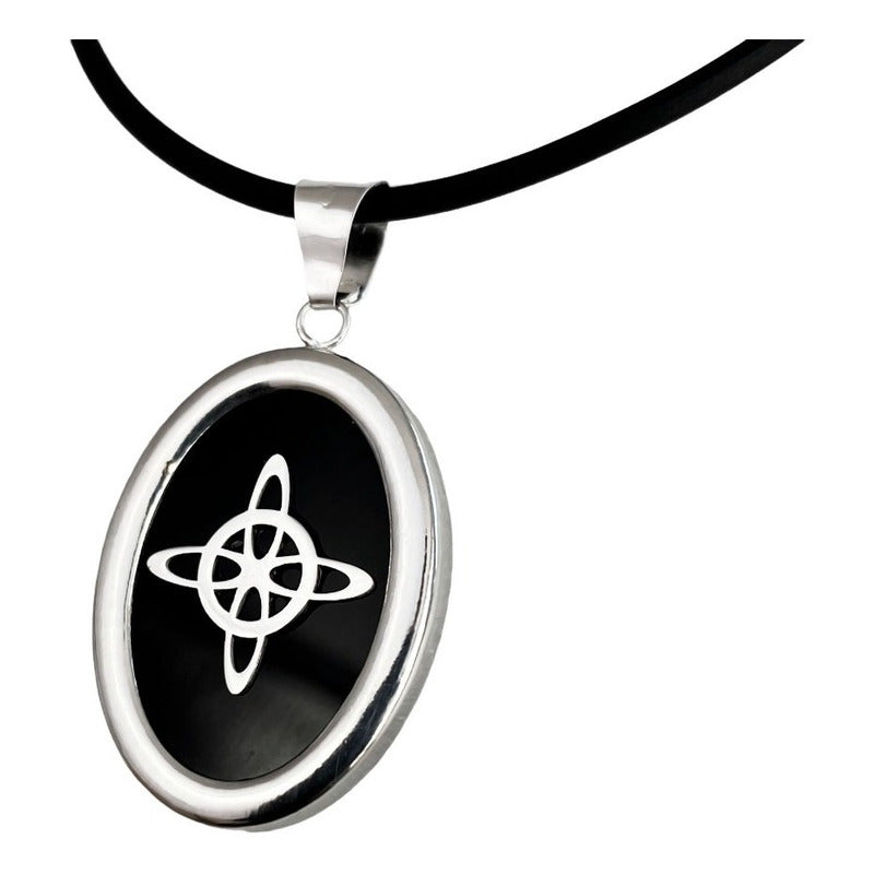 Collar Ajustable Caucho Nudo De Bruja Encapsulada Plata 925