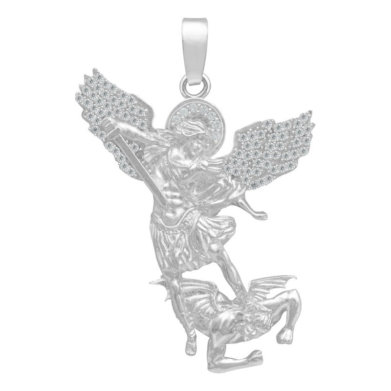 Dije San Miguel Arcangel Zirconias Hombre Regalo Plata 925