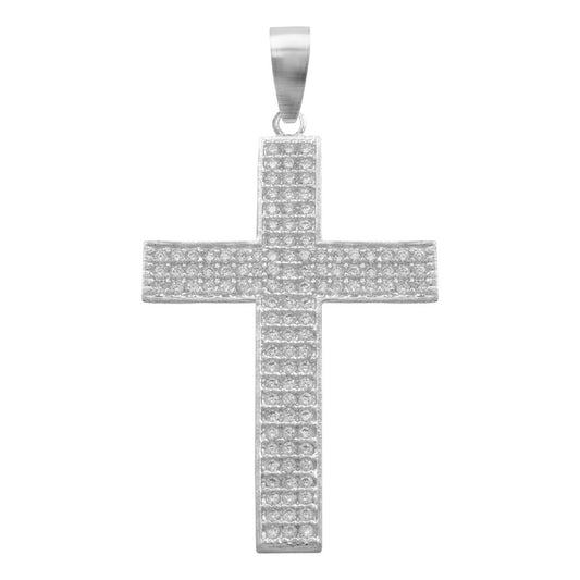 Dije Cruz Grande Zirconias Hombre Regalo Plata 925 4.5 Cm