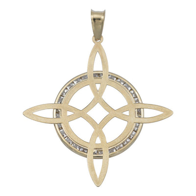 Dije Nudo De Bruja Enorme Plano Zirconias Unisex Oro 10k Dorado