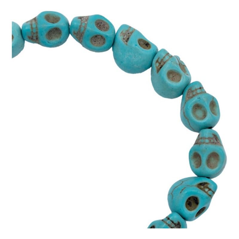 Pulsera Craneo Santa Muerte Turquesa Artesanal Hombre Mujer