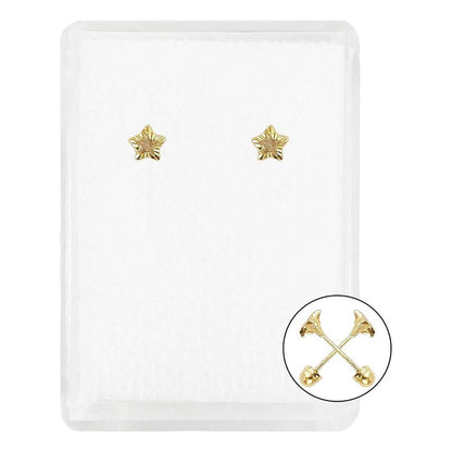 Broquel Bicel Estrellas Diamantadas Zirconia 3x3 Mm Oro 10k