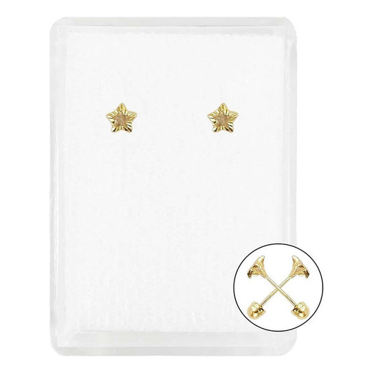 Broquel Bicel Estrellas Diamantadas Zirconia 3x3 Mm Oro 10k