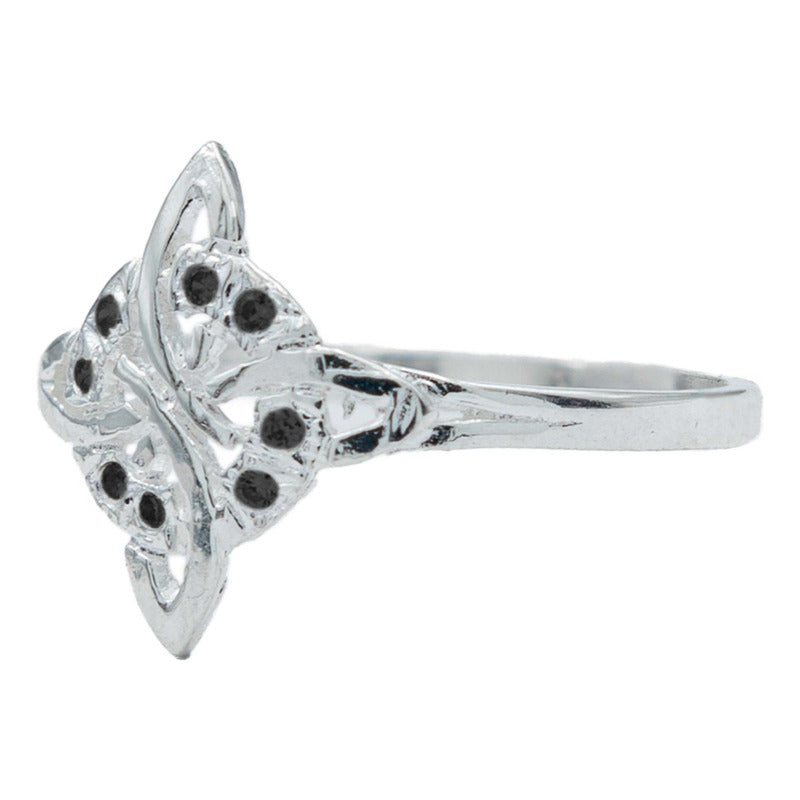 Anillo Nudo De Bruja Celta Diamantado Zirconias Plata S925