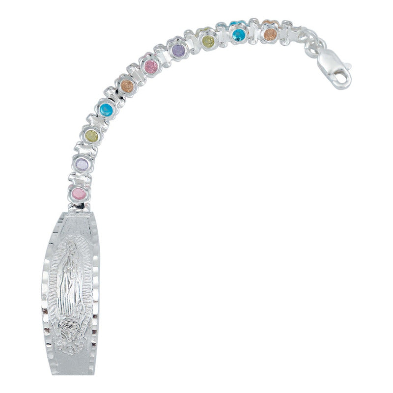 Esclava Ajustable Virgencita Guadalupe Zirconias Plata 925