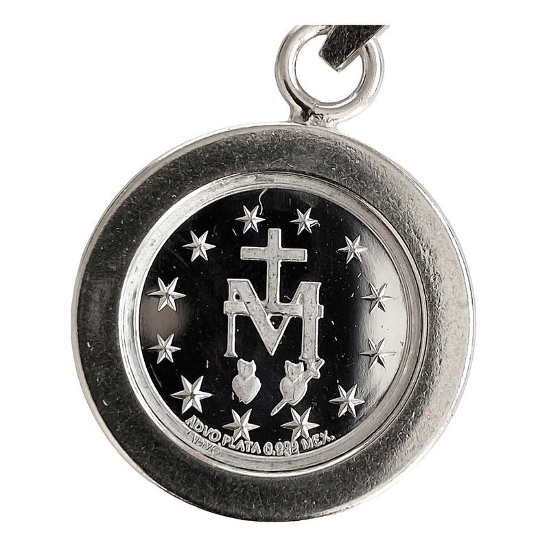 Dije Medalla Virgen Milagrosa Zirconia Plata Pura Ley S999