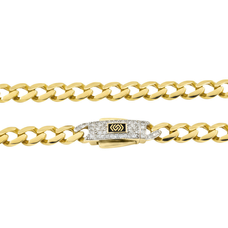 Pulsera Cubana Oro 10k Zirconias Caballero 21 Cm X 6 Mm 7.2g Amarillo 6 Cm 21 Cm