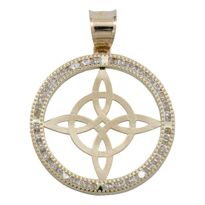 Dije Medalla Grande Nudo Bruja Zirconia Mujer Oro 10k 3 Cm Amarillo